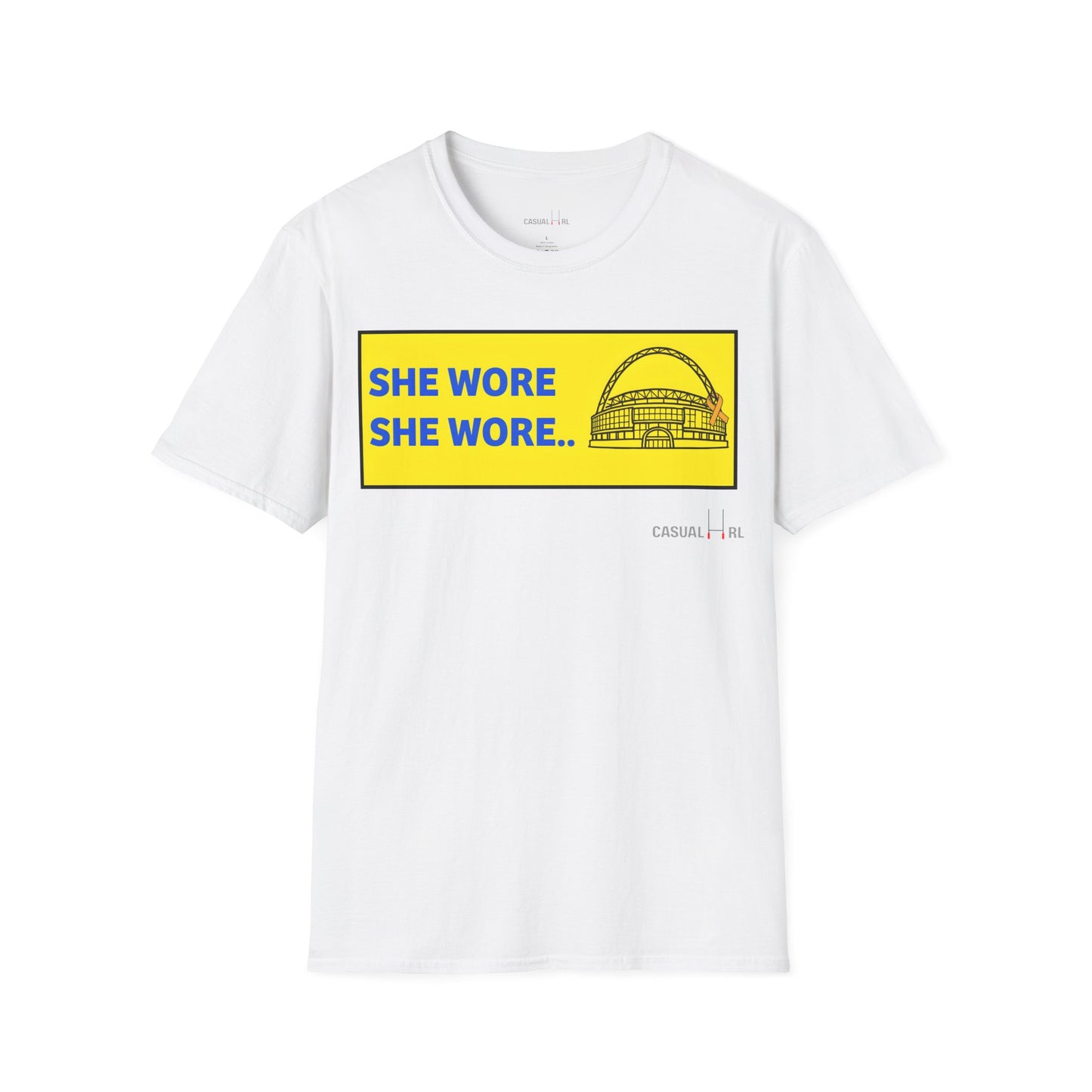 'She Wore a Yellow Ribbon' Wembley Edition T-Shirt, Warrington Wolves - Blue on Yellow, (Navy, White)